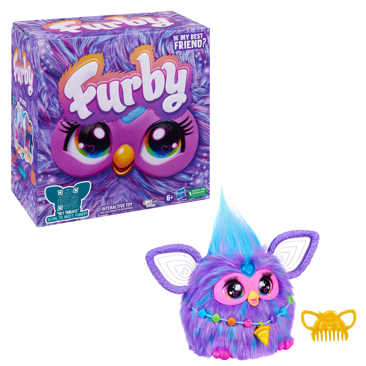 Peluche interactive Furby, violet, anglais