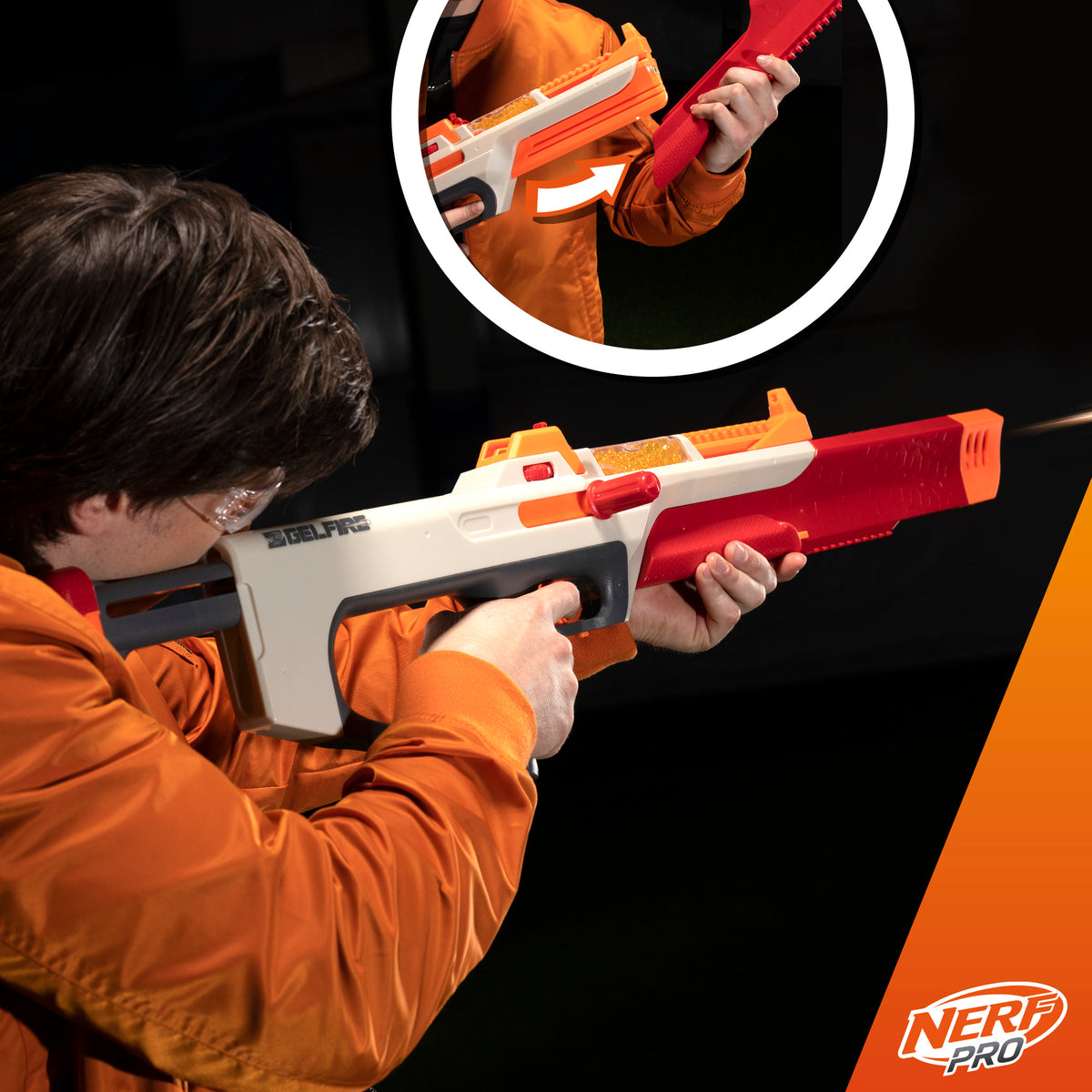  Nerf Pro Gelfire Ghost Bolt Action Blaster, Removable Boost  Barrel, 5000 Gel Rounds, 100 Round Integrated Hopper, Eyewear, Ages 14 & Up  : Toys & Games