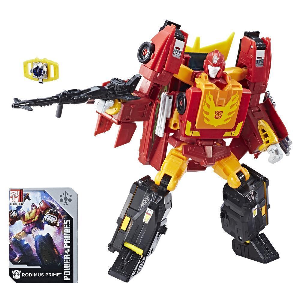 Transformers: Generations Power of the Primes Leader Evolution Rodimus Prime Figure and Character Card