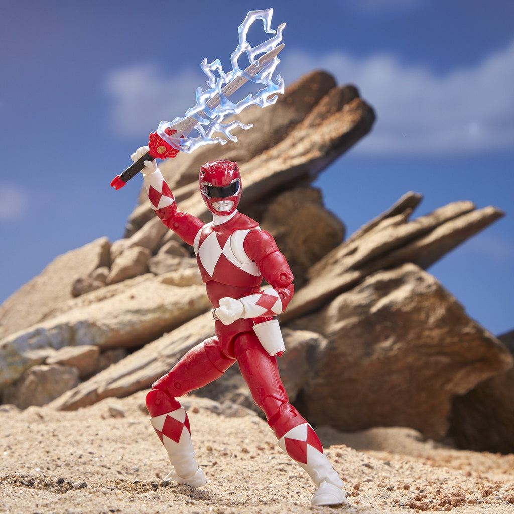 Power Rangers Lightning Collection Mighty Morphin Red Ranger Figure With Accessory and Diorama Background