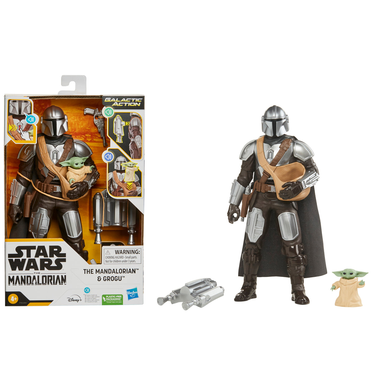 Star Wars: The Mandalorian Galactic Action The Mandalorian and Grogu Kids  Toy Action Figure for Boys and Girls Ages 4 5 6 7 8 and Up (13”) 