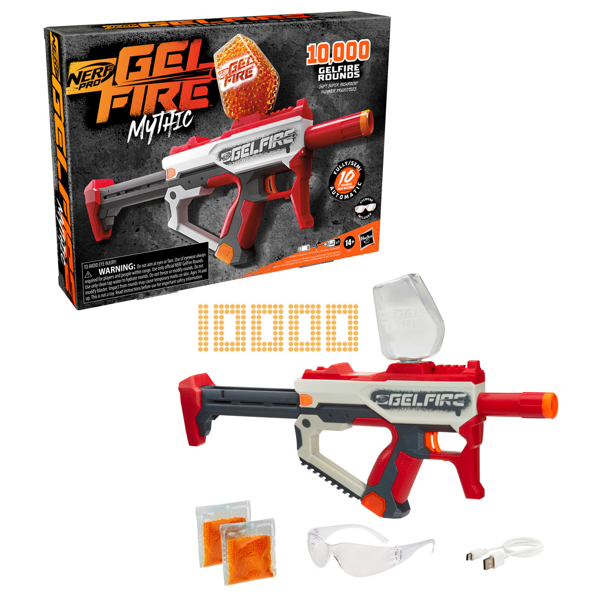 NERF Pro Gelfire Raid Blaster, Fire 5 Rounds at Once, 10,000 Gel  Rounds, 800 Round Hopper, Eyewear, Toys for Teens Ages 14 & Up : Toys &  Games