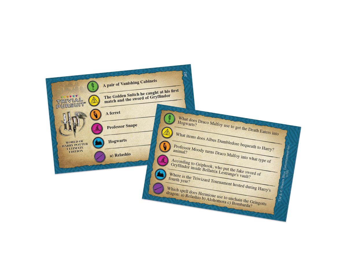 World of Harry Potter Trivial Pursuit in 2023  Harry potter trivial pursuit,  Trivial pursuit, Question cards